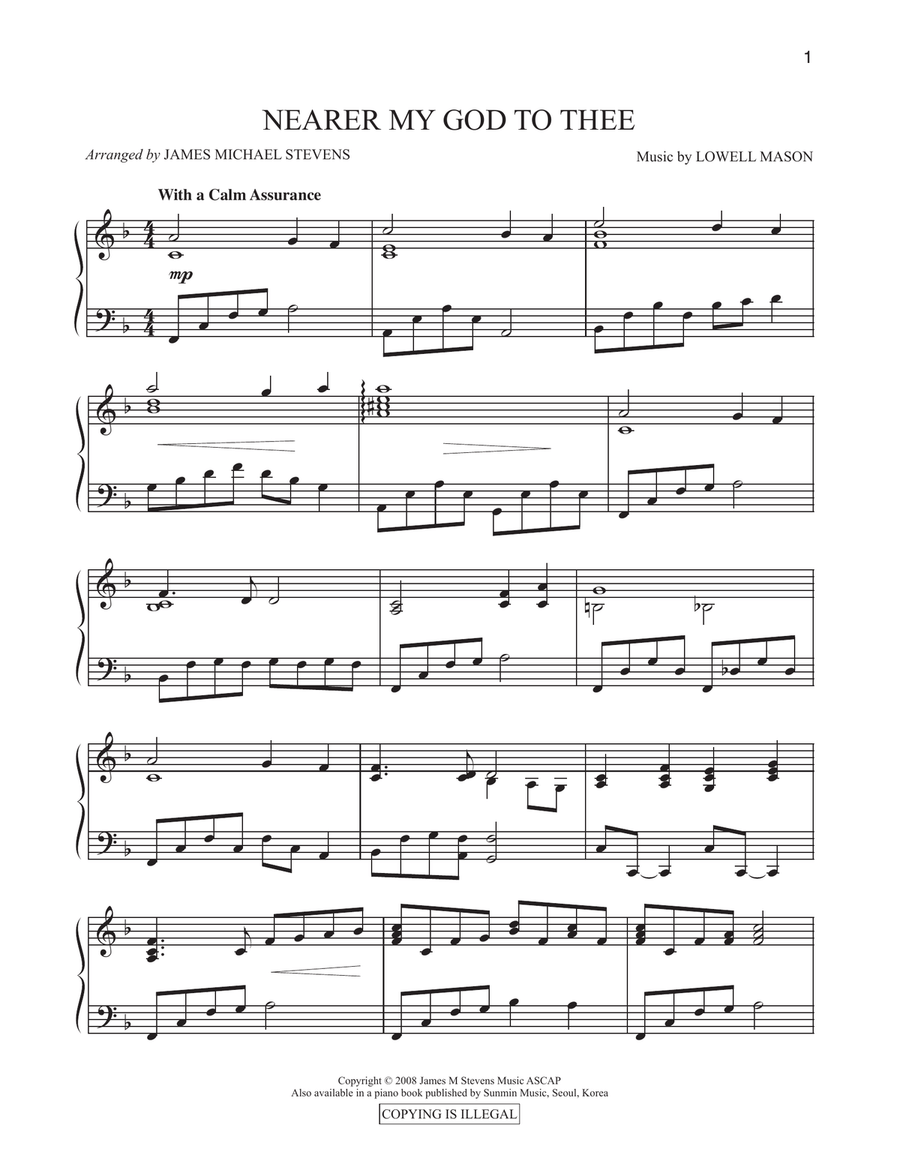Nearer My God To Thee - (Piano Arrangement) Piano Solo scores gallery preview page 1