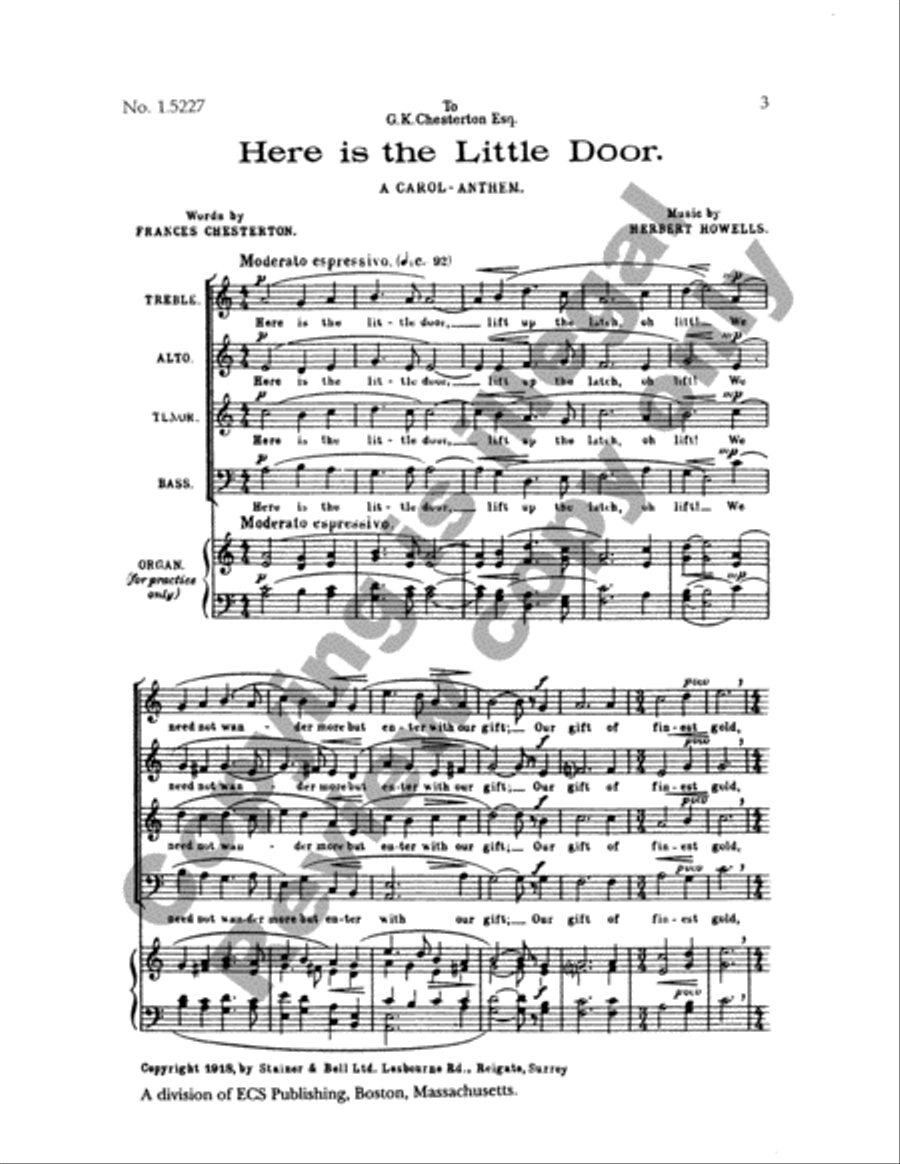 Three Carol-Anthems: Here is the Little Door 4-Part scores gallery preview page 7
