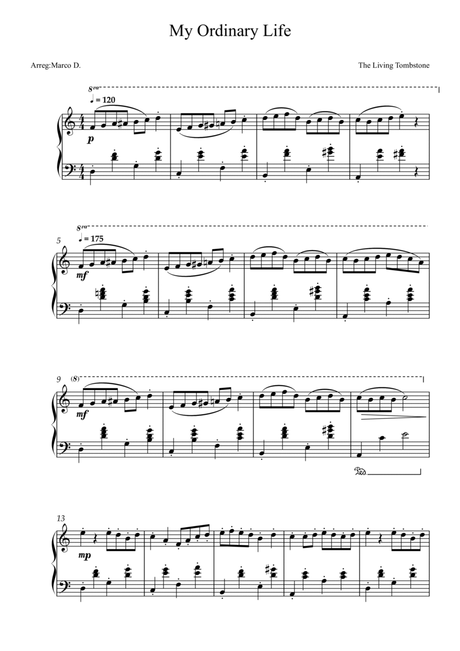 My Ordinary Life Piano Solo scores gallery preview page 1