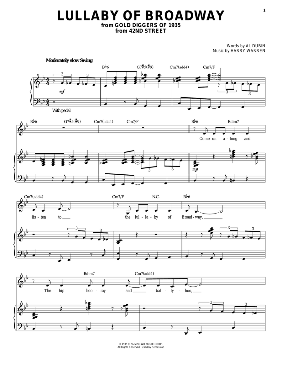 Lullaby Of Broadway Piano, Vocal scores gallery preview page 1