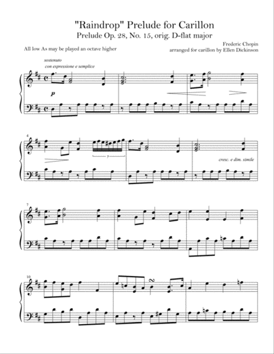 Raindrop Prelude for Carillon Glockenspiel scores gallery preview page 1