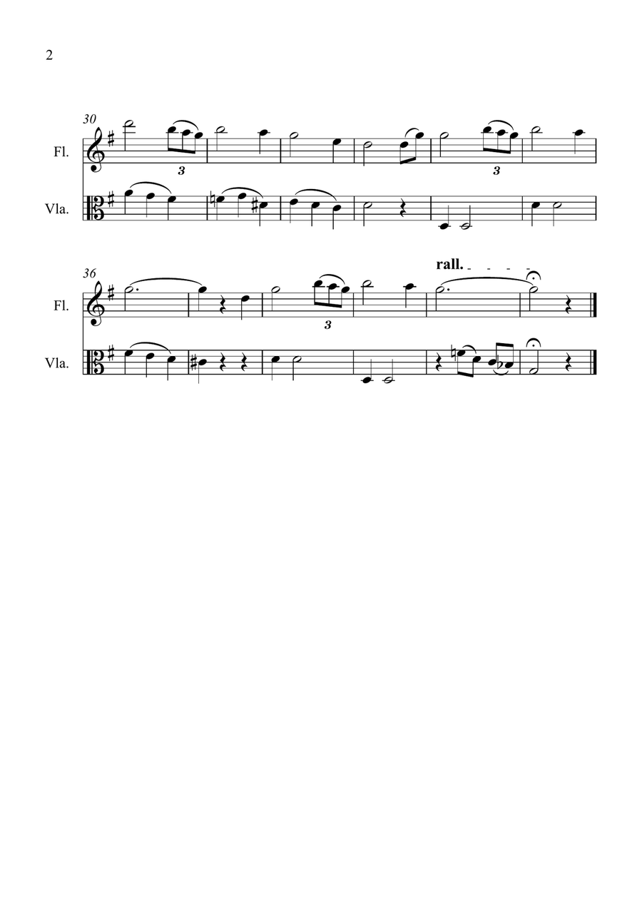 Amazing Grace for Flute and Viola Duet Flute scores gallery preview page 2