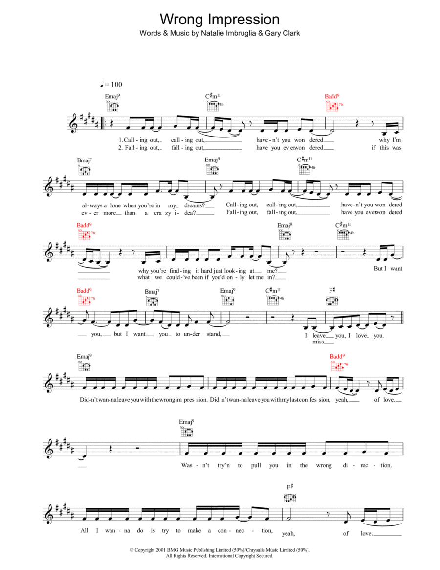 Wrong Impression Wrong Impression Piano scores gallery preview page 1