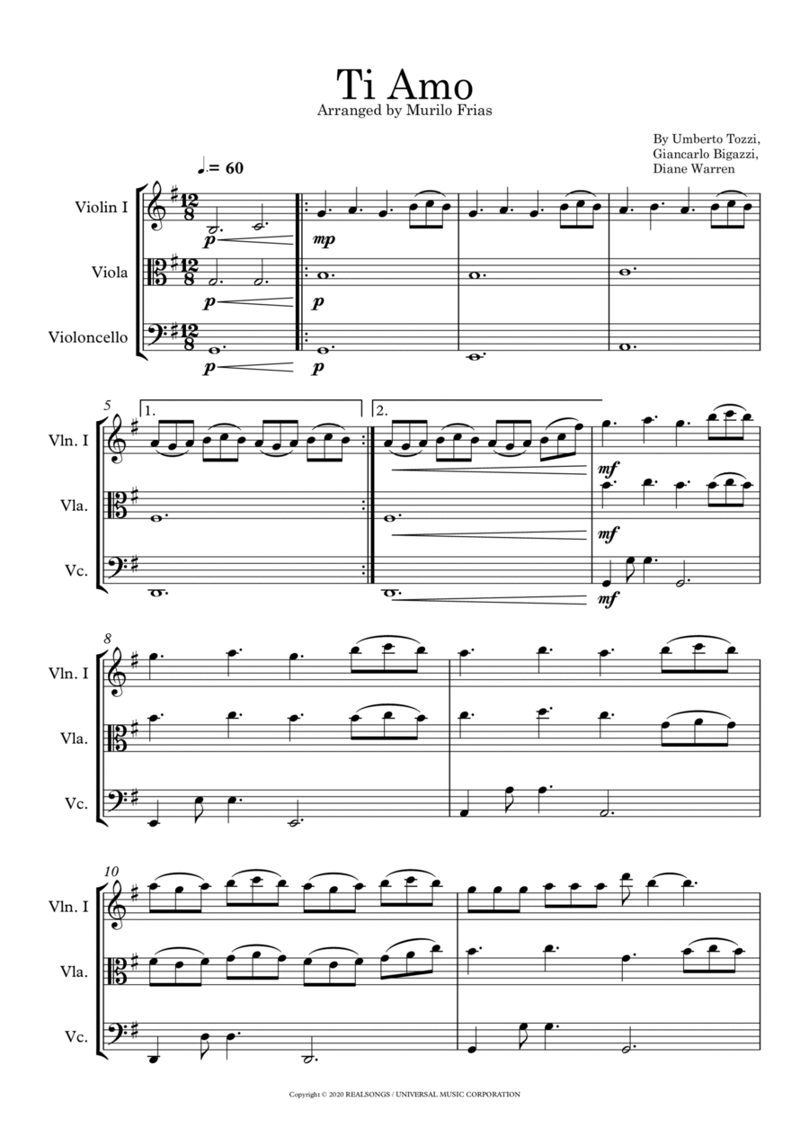Ti Amo String Trio scores gallery preview page 1