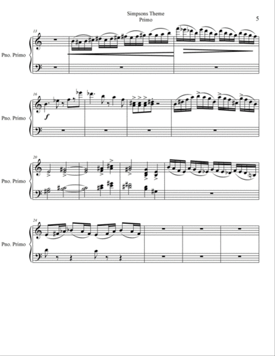 Theme From The Simpsons Piano scores gallery preview page 5