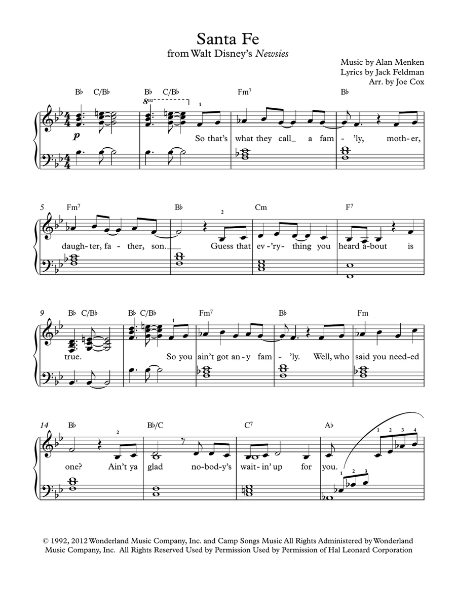 Santa Fe Santa Fe Piano, Vocal scores gallery preview page 1