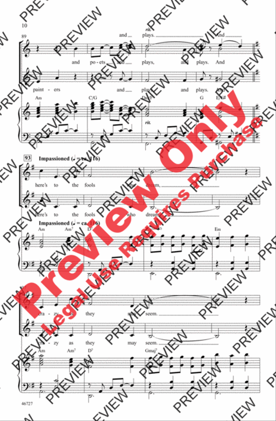 Audition (The Fools Who Dream) Women's Choir scores gallery preview page 10