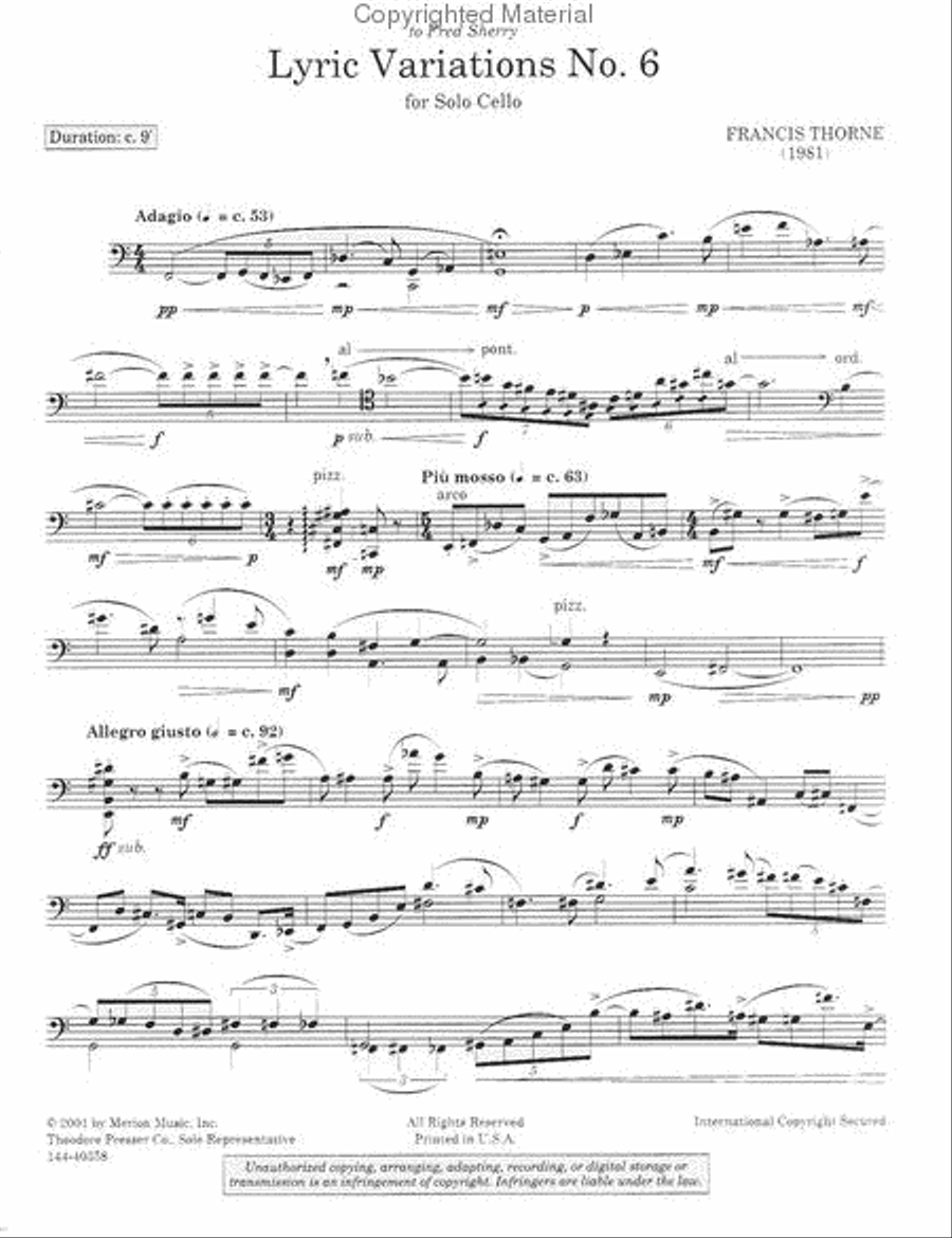 Lyric Variations No. 6 Lyric Variations No. 6 Cello Solo scores gallery preview page 2