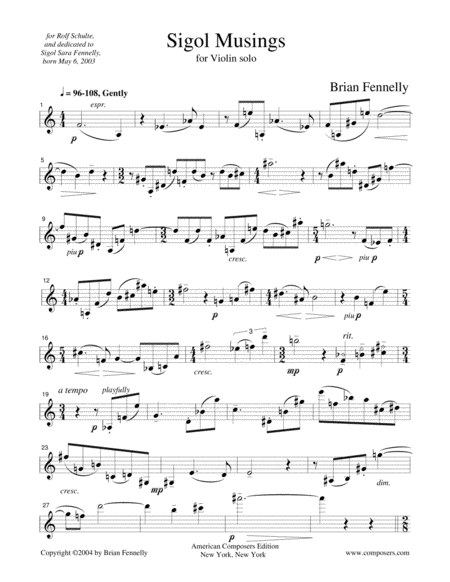 [Fennelly] Sigol Musings (for Violin)