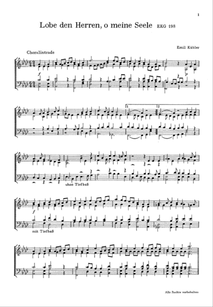 Praise the Lord, O my spirit (Lobe den Herrn, o meine Seele) 4-Part scores gallery preview page 1