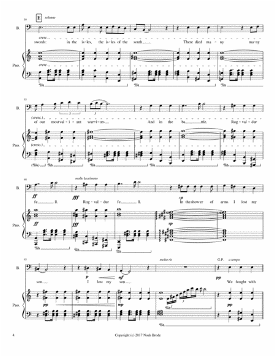 The Dying Ode of Ragnar Lodbrog - For Piano and Baritone Voice Baritone Voice scores gallery preview page 4