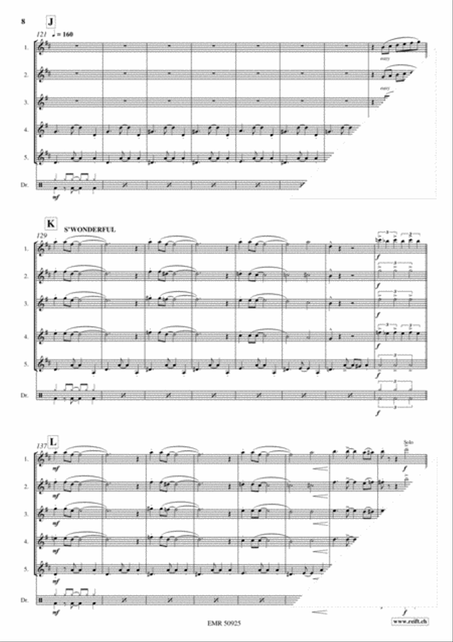 Wonderful Gershwin Saxophone Quintet scores gallery preview page 7