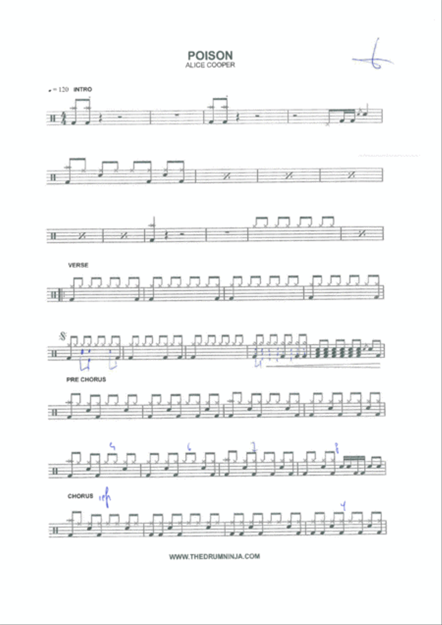Alice cooper poison Drum Set scores gallery preview page 1