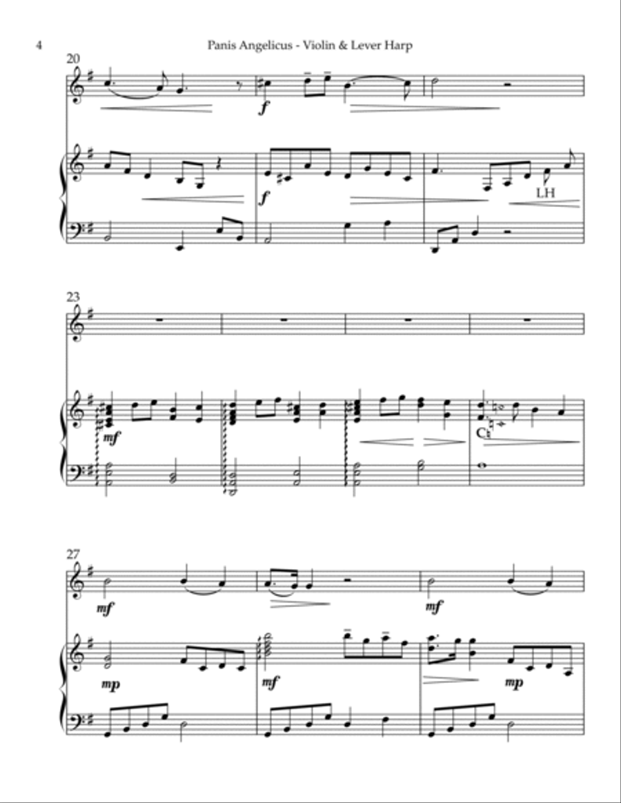 Panis Angelicus, Duet for Violin & Lever Harp String Duet scores gallery preview page 4
