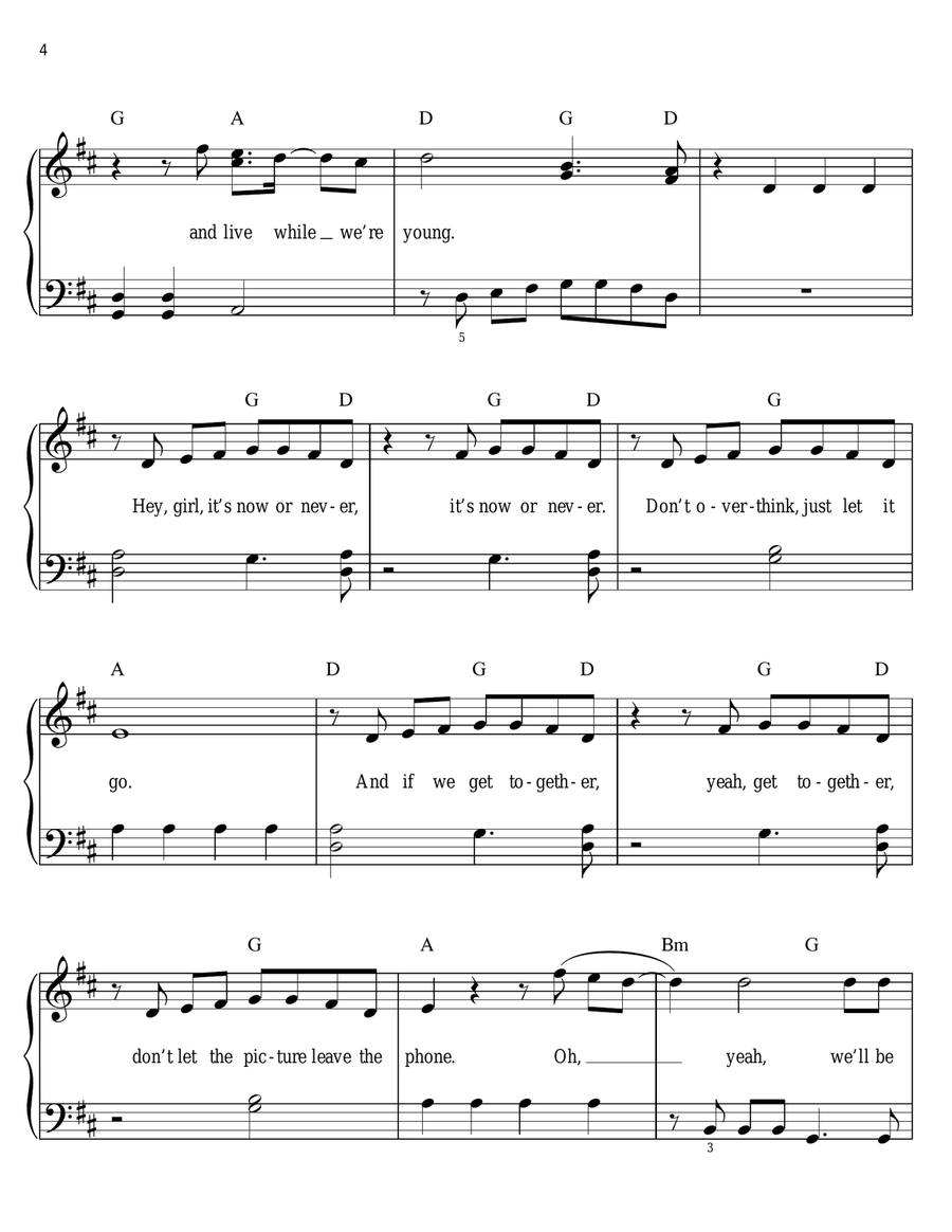 Live While We're Young Easy Piano scores gallery preview page 4