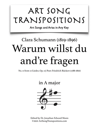 SCHUMANN: Warum willst du and're fragen, Op. 12 no. 11 (transposed to A major)