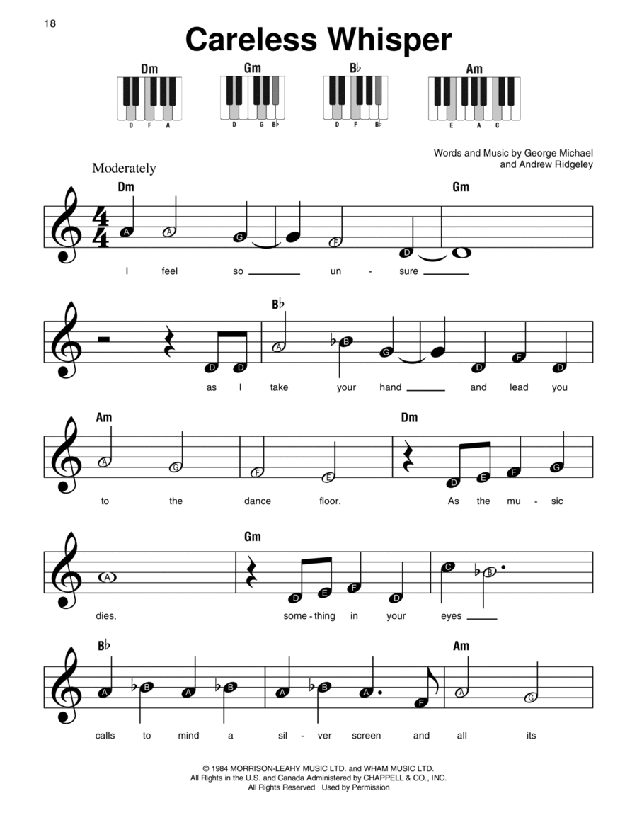 Careless Whisper Easy Piano scores gallery preview page 1