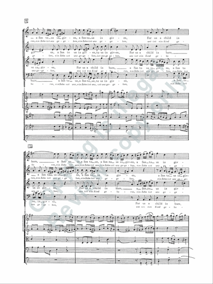 For Us a Child is Born (Uns ist ein Kind geboren) (Cantata No. 142) (Additional String Orchestra Score)