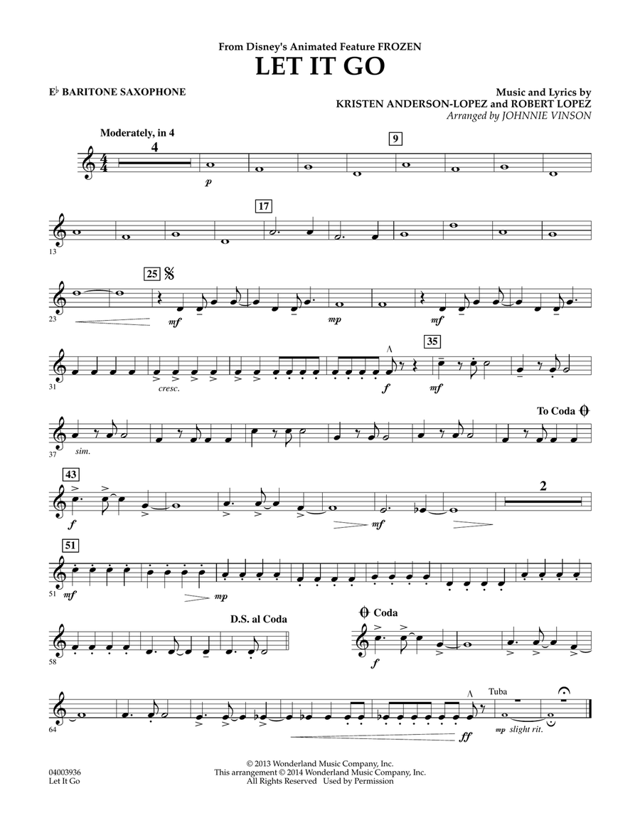 Let It Go - Eb Baritone Saxophone
