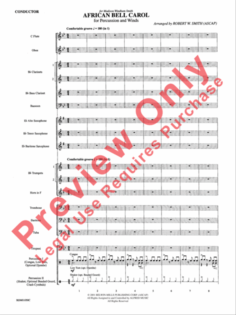 African Bell Carol (for Percussion and Winds) Concert Band scores gallery preview page 4