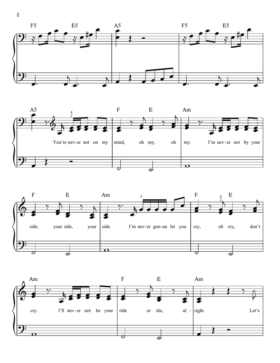 Nobody Like U (from Turning Red) Easy Piano scores gallery preview page 2
