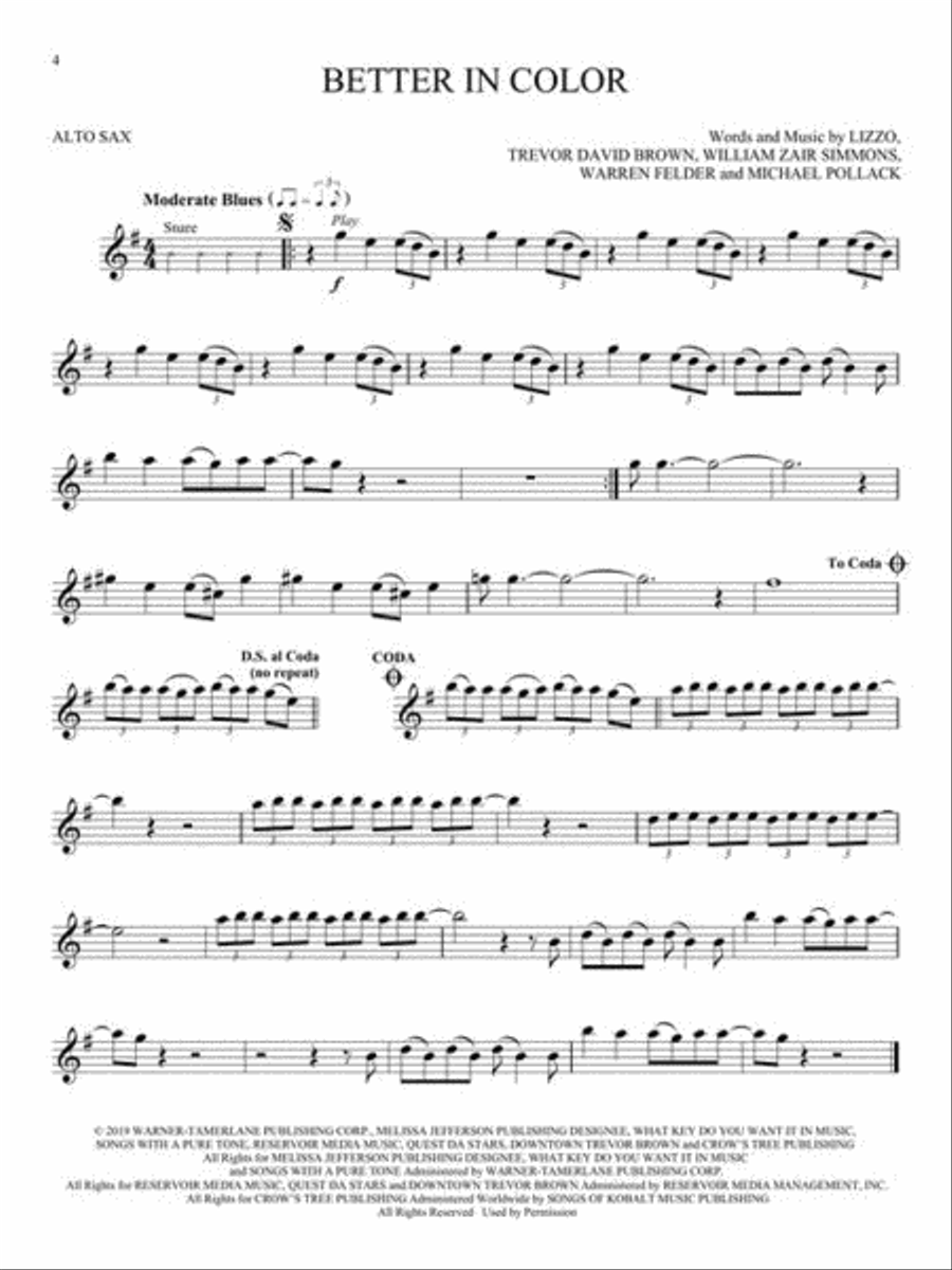 Lizzo – Cuz I Love You Instrumental Play-Along for Alto Sax image number null
