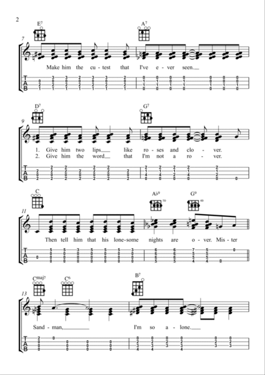 Mr. Sandman Ukulele scores gallery preview page 2