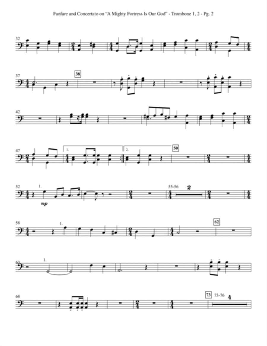 Fanfare and Concertato on A Mighty Fortress Is Our God - Trombone 1 & 2 Choir scores gallery preview page 2
