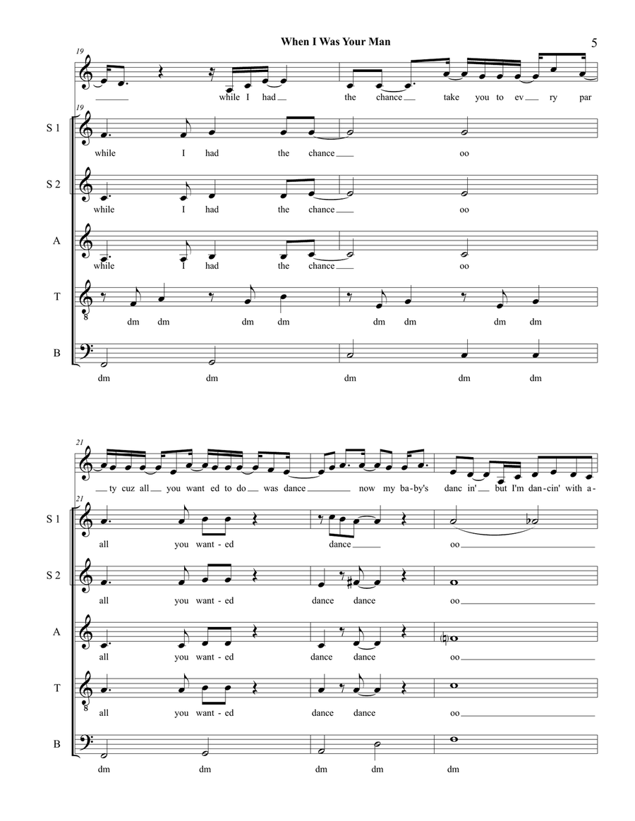 When I Was Your Man 4-Part scores gallery preview page 5