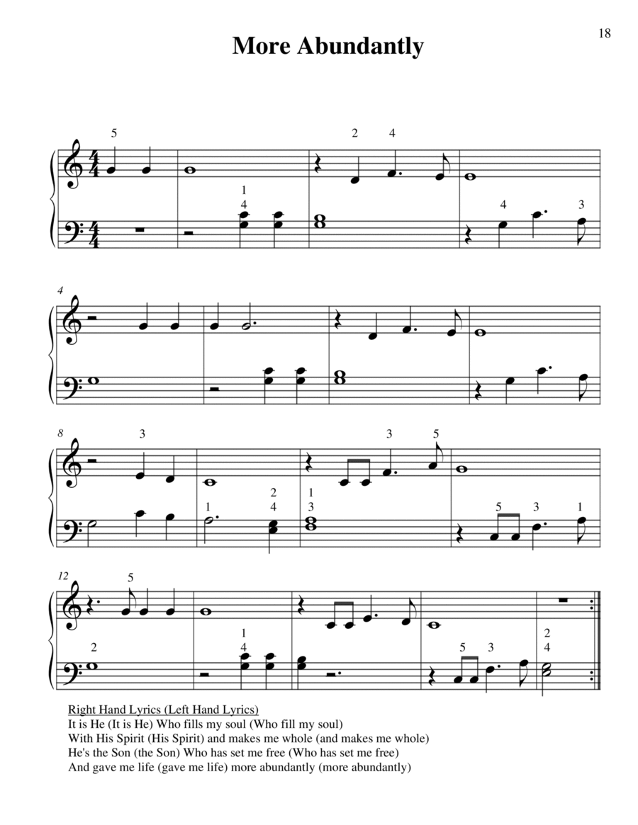 More Abundantly Piano Method scores gallery preview page 1