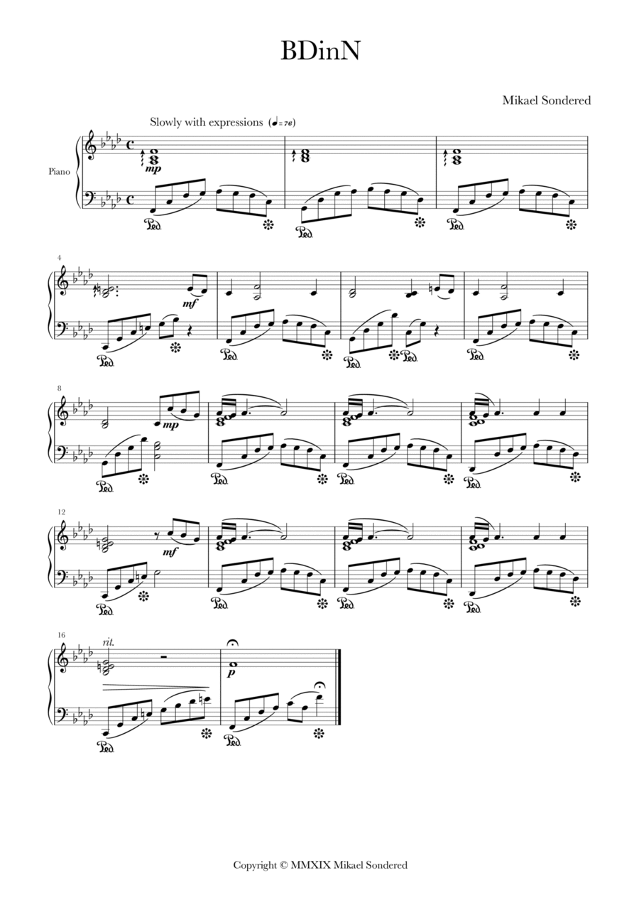 BDinN BDinN Piano Solo scores gallery preview page 1