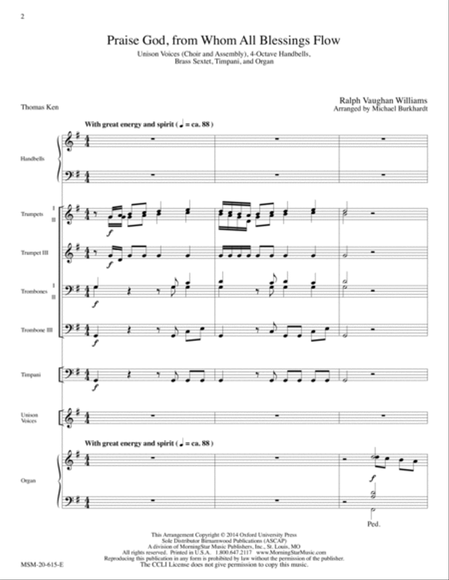 Praise God, from Whom All Blessings Flow Unison Choir scores gallery preview page 2