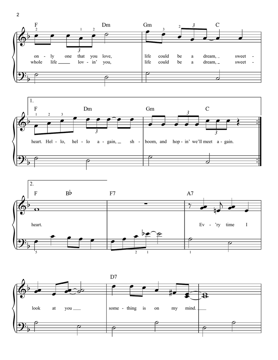 Sh-Boom (Life Could Be a Dream) Easy Piano scores gallery preview page 2