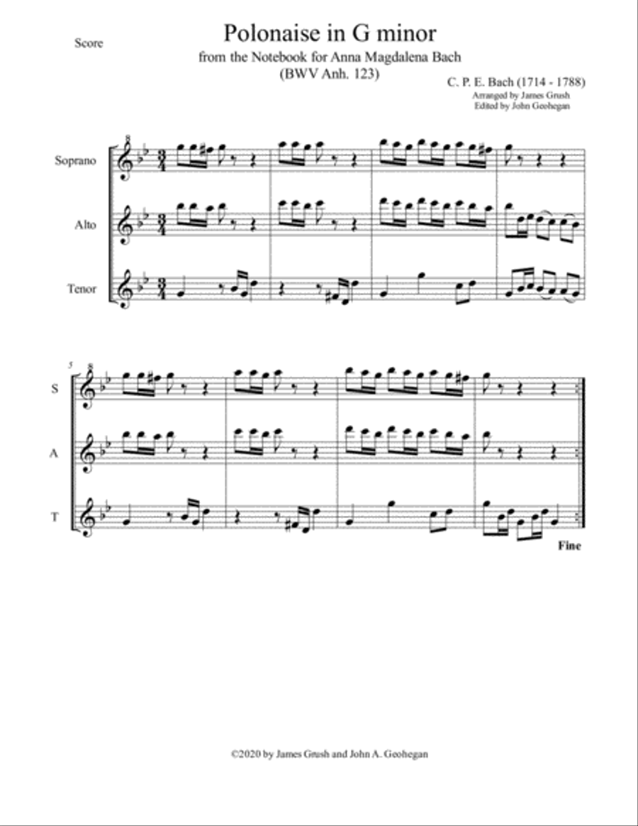 Eight Bach Pieces for Recorder Trio and Solo Recorder scores gallery preview page 3