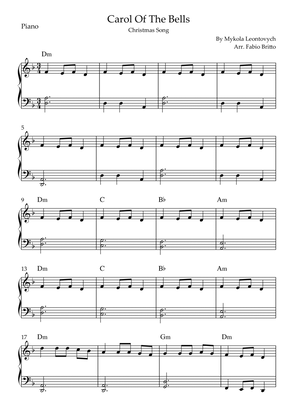 Carol Of The Bells (Christmas Song) for Easy Piano Solo with Chords (F/Dm)