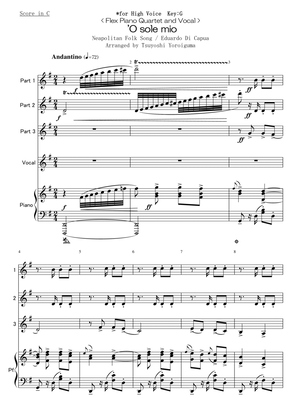 < Flex Piano Quartet and Vocal > 'O sole mio for High Voice (Key:G)