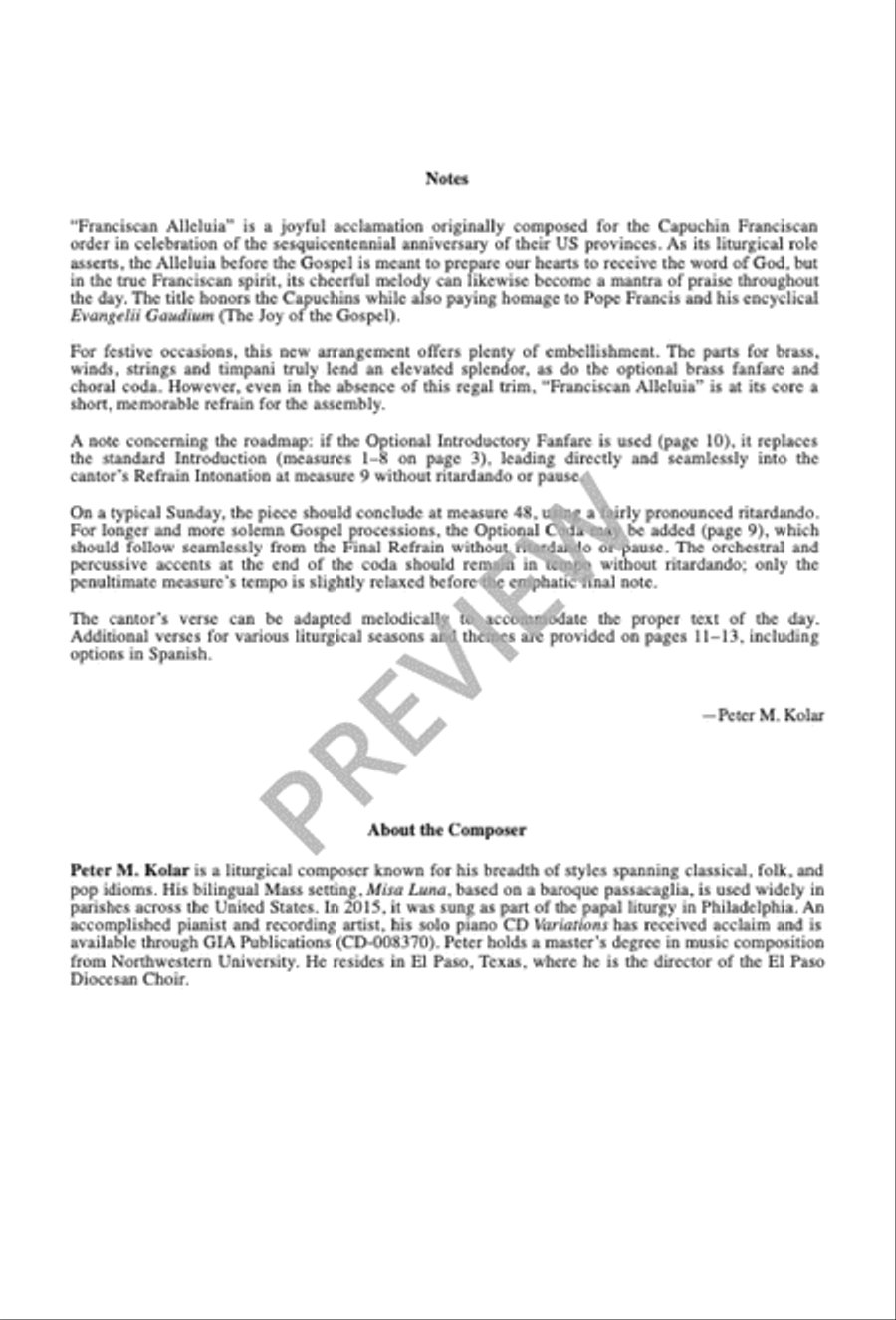 Franciscan Alleluia 4-Part scores gallery preview page 3