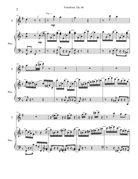 Variations, Op. 66 - bass clarinet and piano