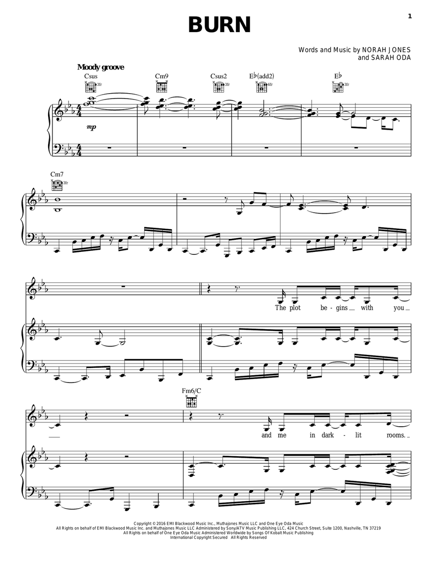 Burn Piano, Vocal, Guitar scores gallery preview page 1