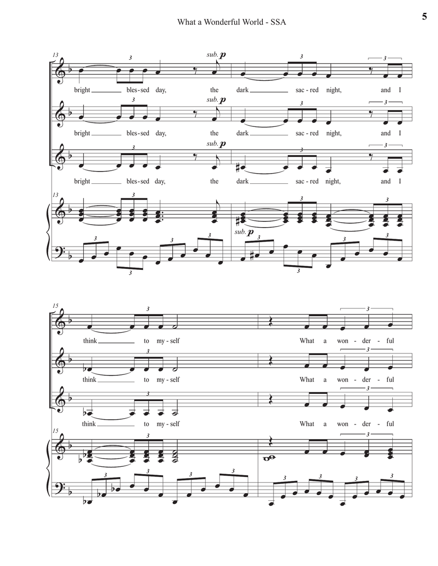 What A Wonderful World SSA scores gallery preview page 5