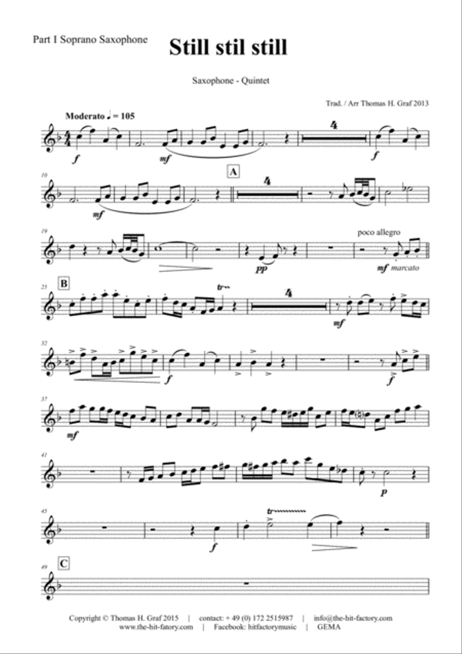Still Still Still - Christmas song - Saxophone Quintet Saxophone Quintet scores gallery preview page 5