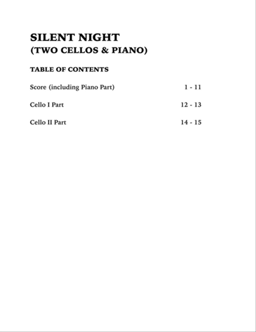 Silent Night (Trio for Two Cellos and Piano) String Duet scores gallery preview page 4