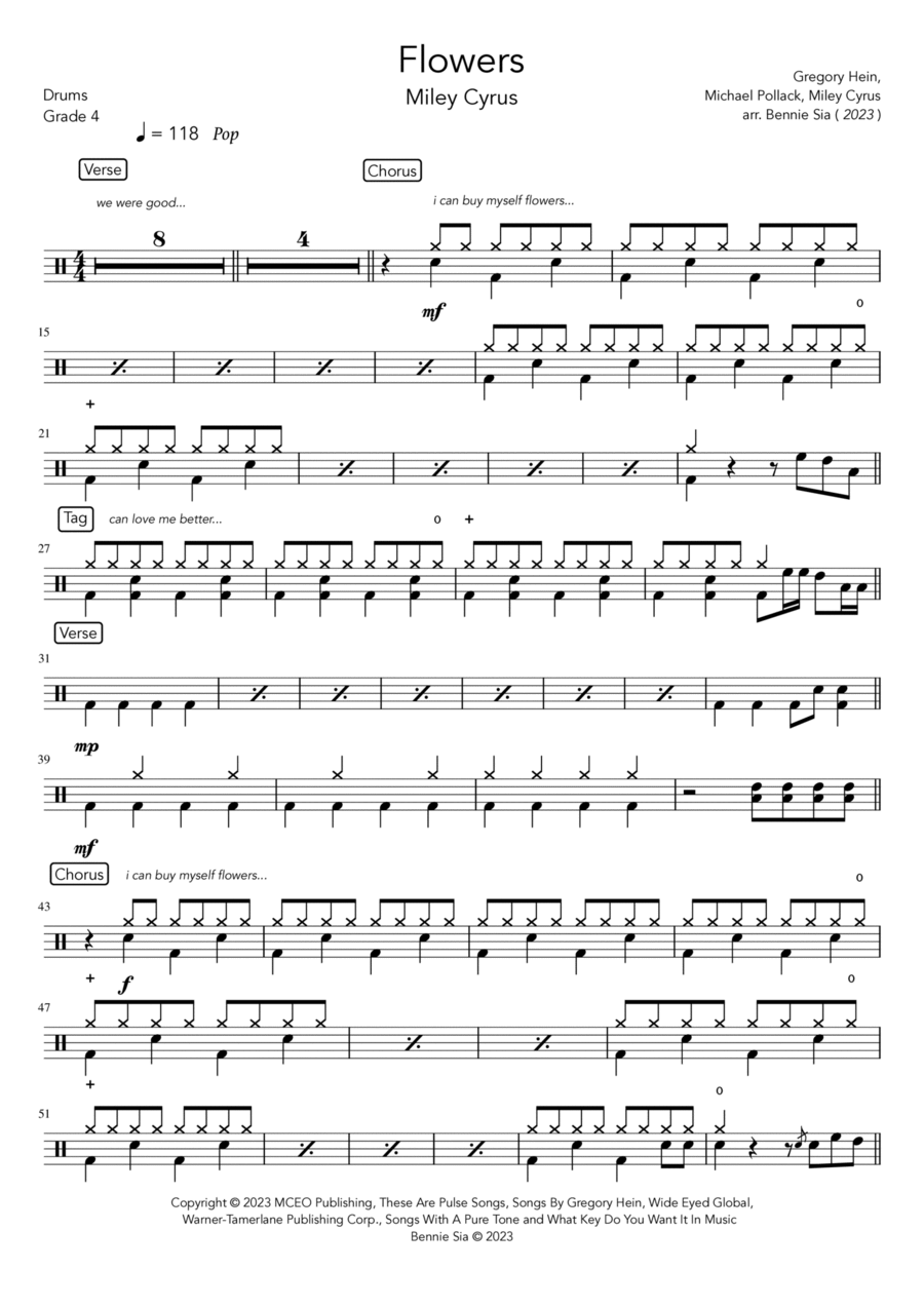 Flowers Flowers Drum Set scores gallery preview page 1