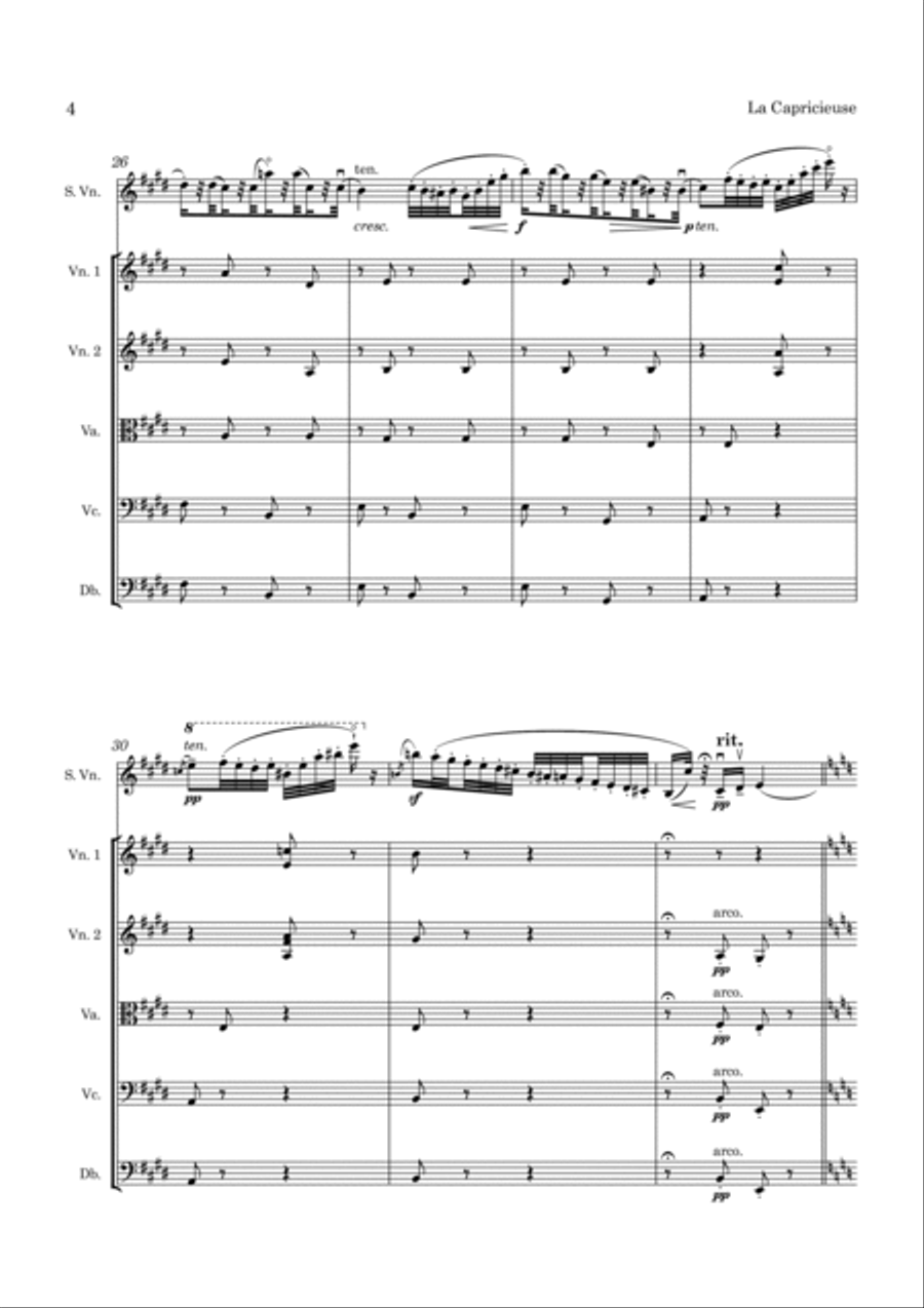 Elgar La Capricieuse Op. 17 for Solo Violin and String Orchestra String Orchestra scores gallery preview page 5