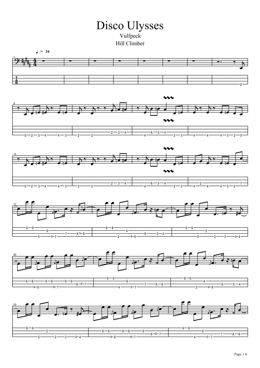 Disco Ulysses Bass Guitar scores gallery preview page 1