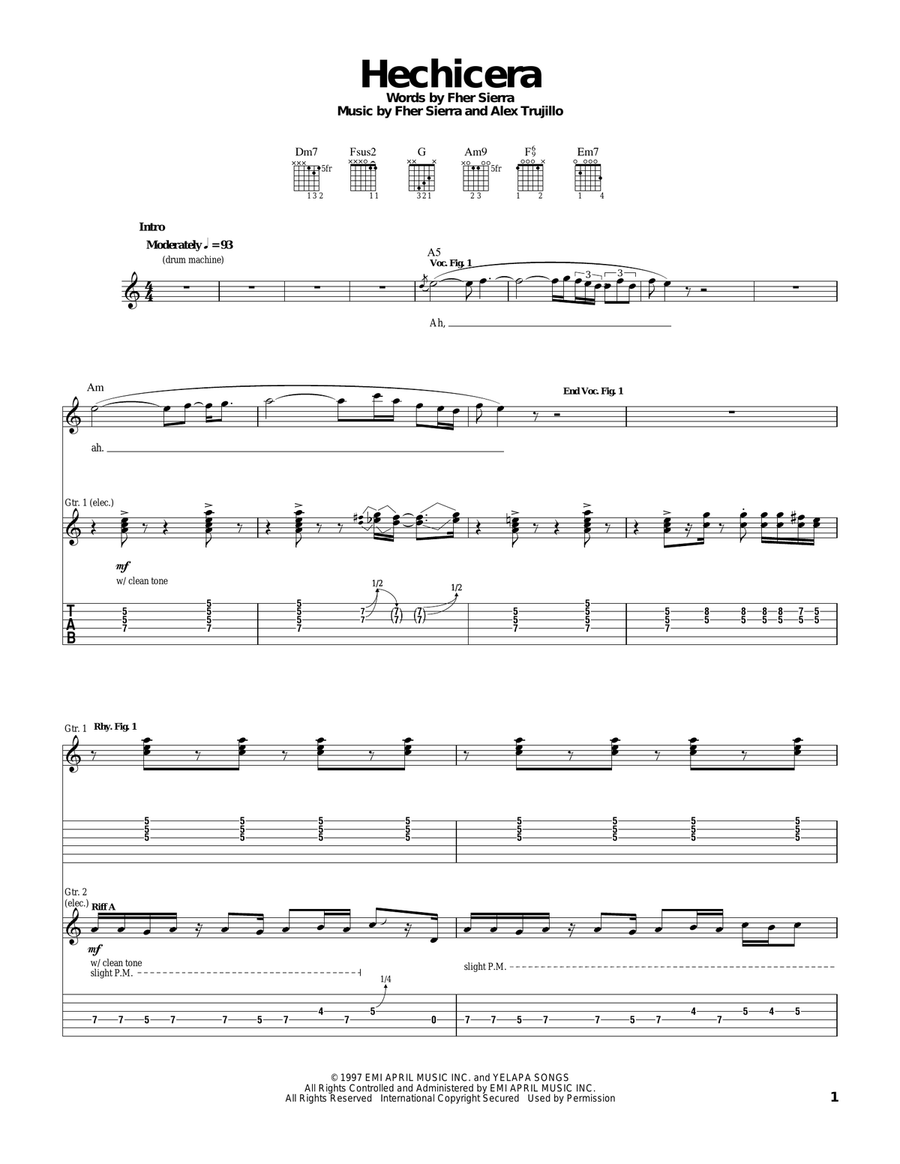 Hechicera Hechicera Acoustic Guitar scores gallery preview page 1