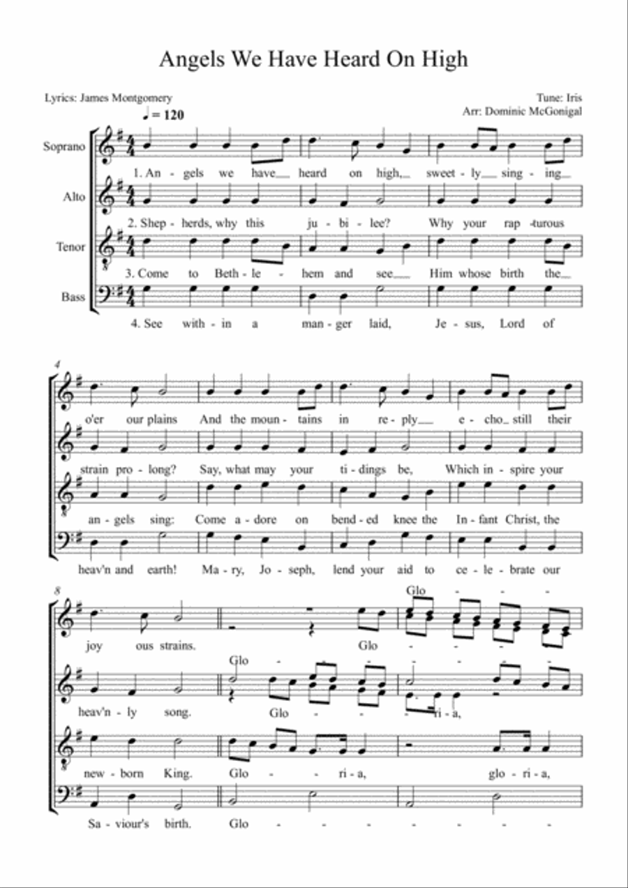 Angels From The Realms Of Glory (SSAATB) SSAATB scores gallery preview page 1