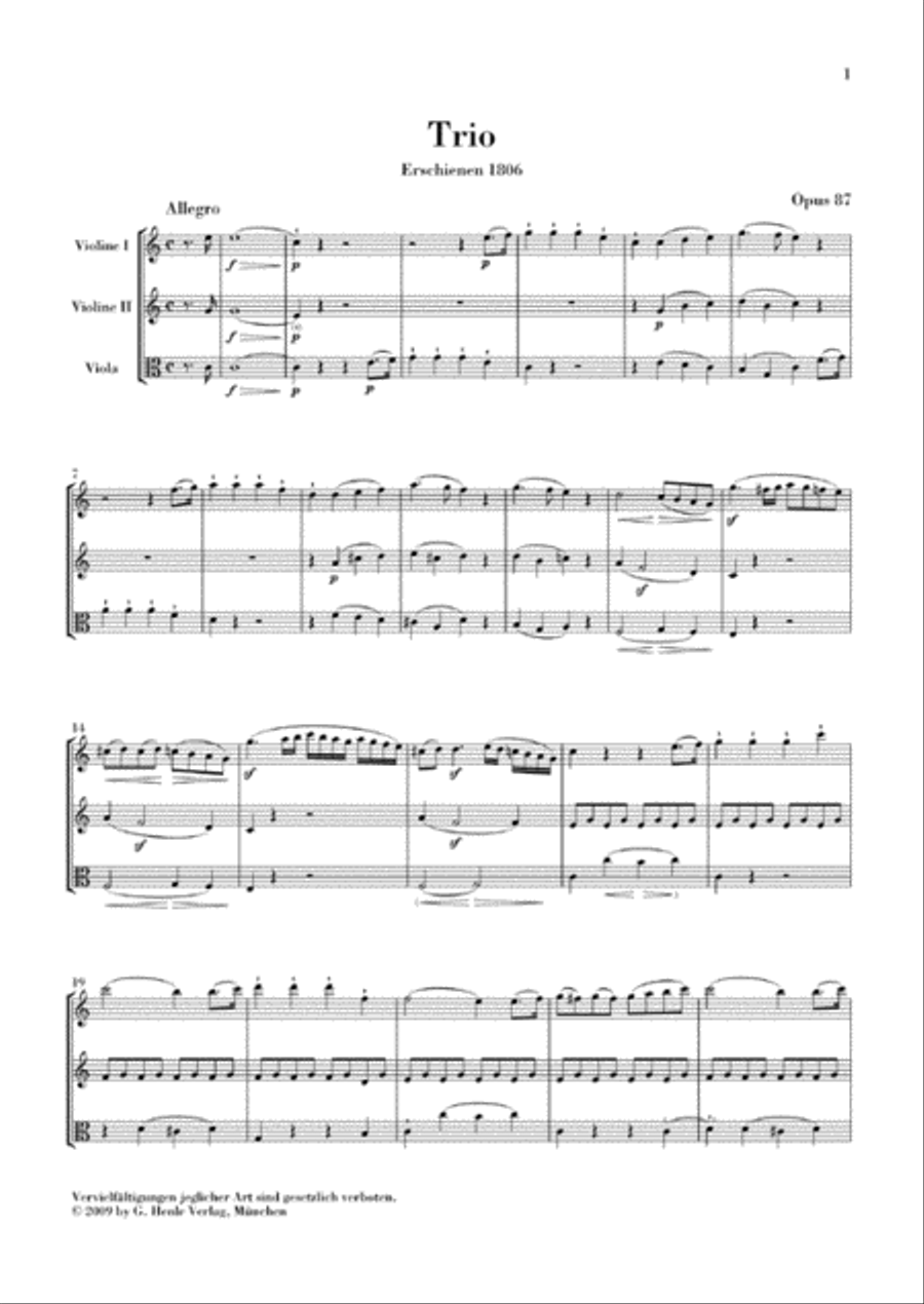 Trio in C Major, Op. 87 Viola scores gallery preview page 5