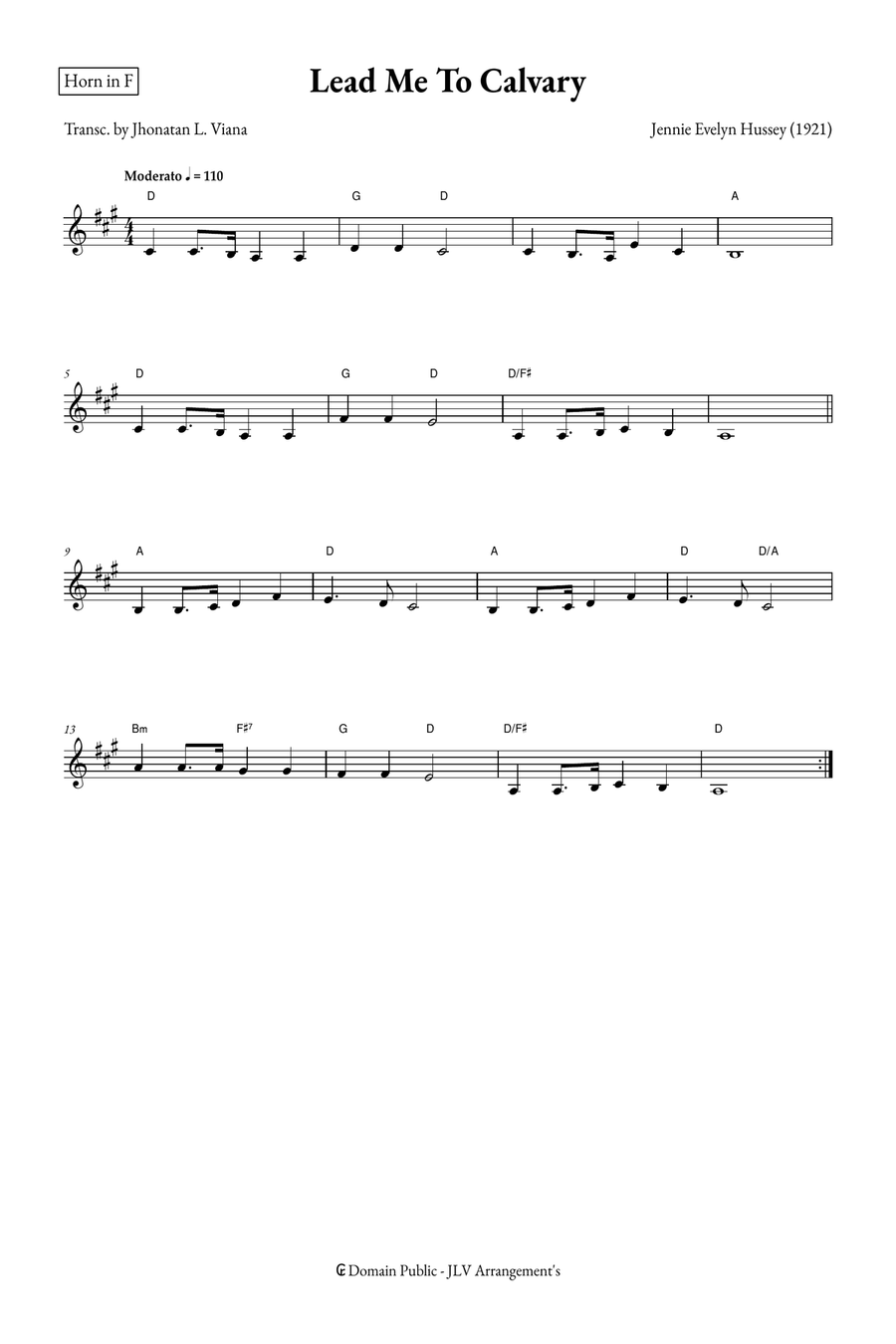 Lead Me To Calvary Horn Solo scores gallery preview page 1