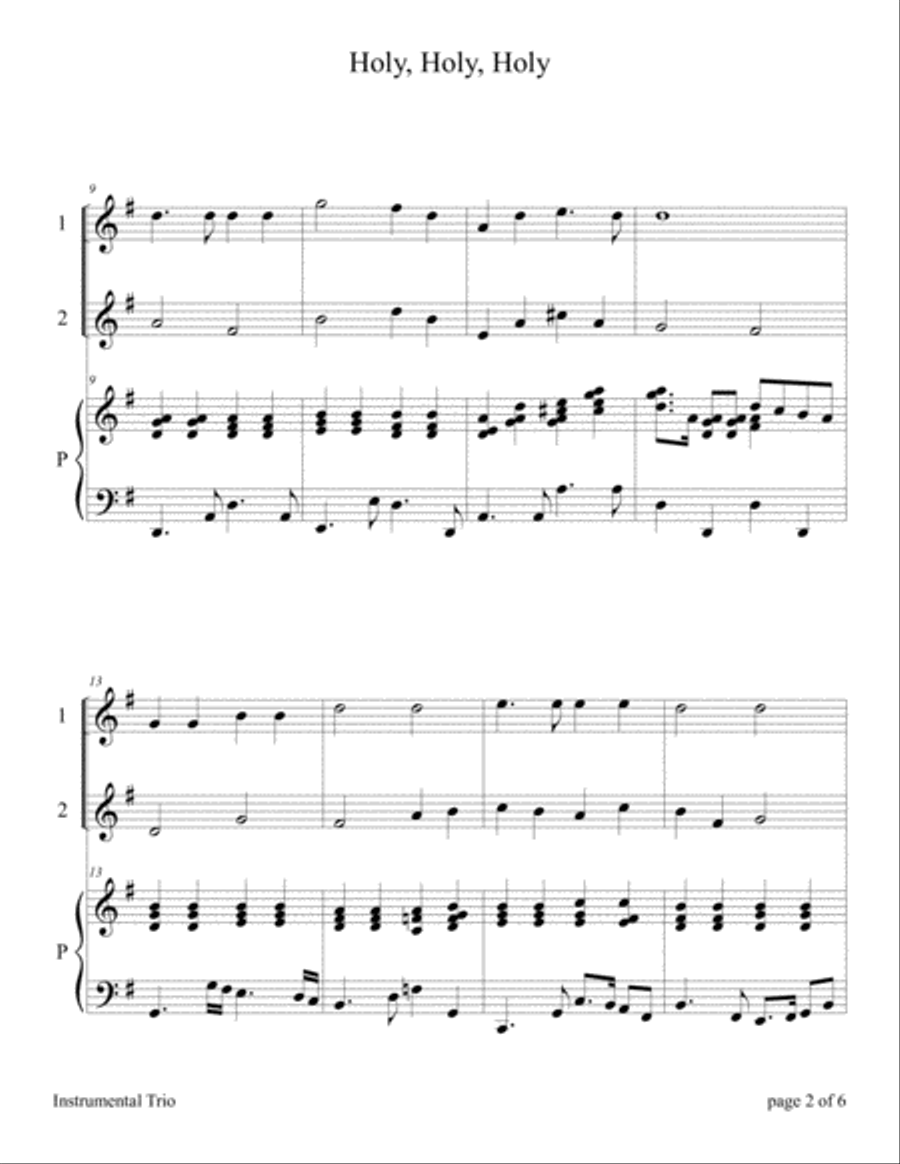 Holy, Holy, Holy (Easy Violin Duet with Piano Accompaniment) String Duet scores gallery preview page 5